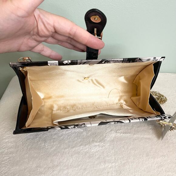 Vouge magazine retro Hard Shell Clasp Chain Strap bag Purse nwt - Picture 4 of 7